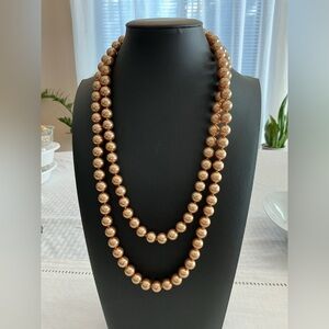 Kenneth Jay Lane Vintage Gold Glass Opera Length Pearl Necklace
